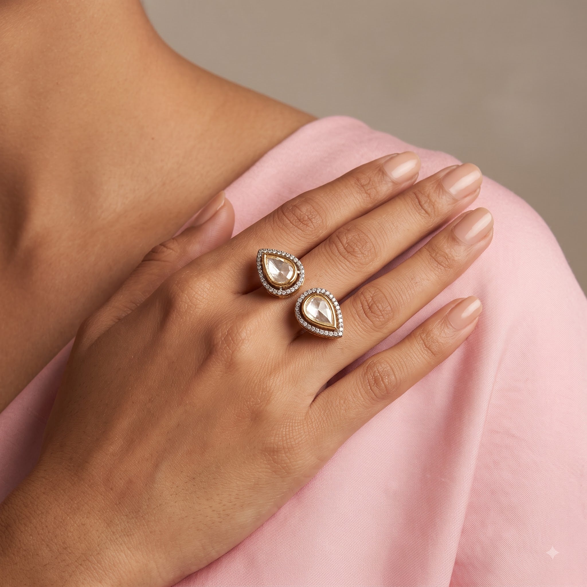 Teardrop Statement Open Ring