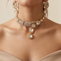Asymmetrical Uncut Polki & Pavé Statement Necklace Set