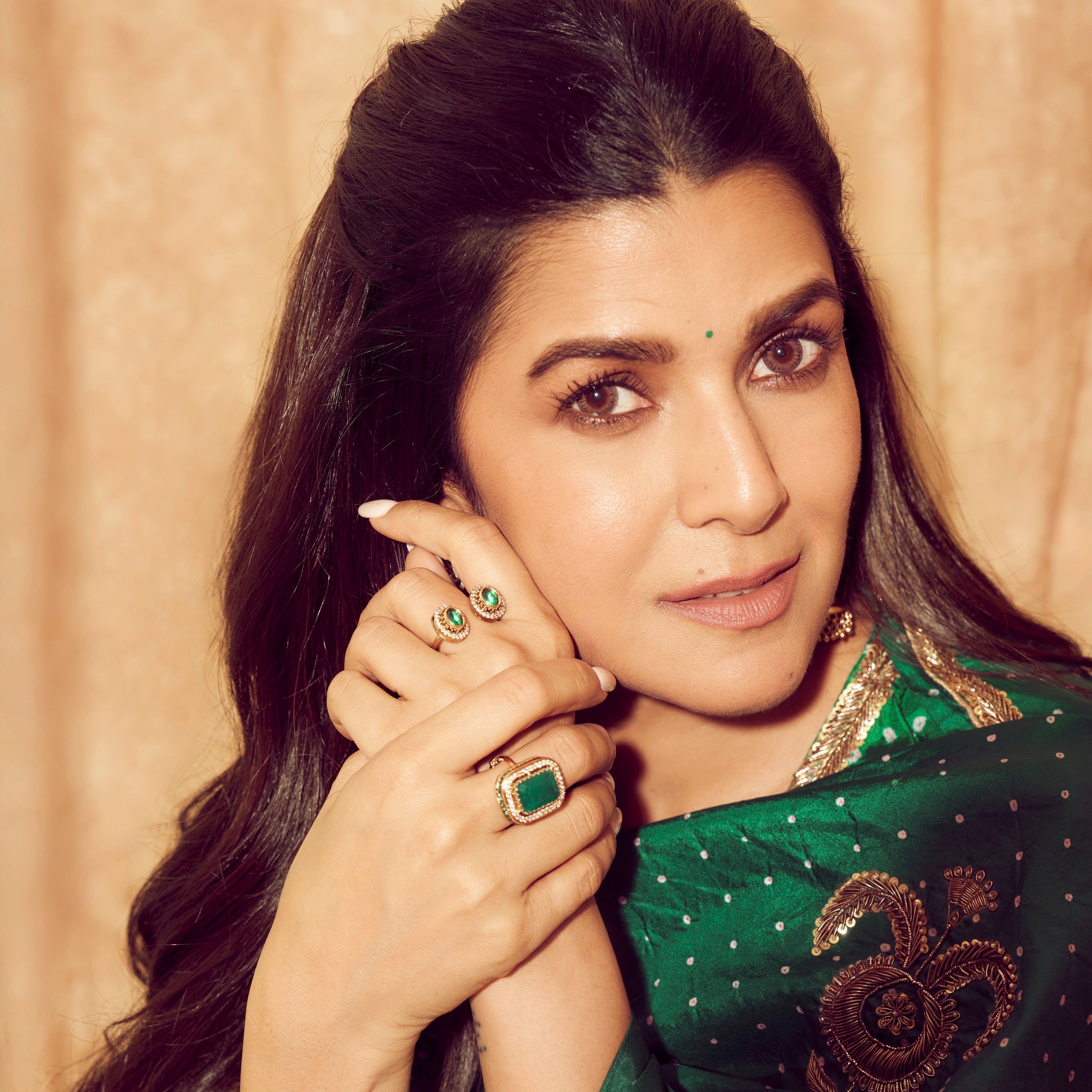 Mughal Green Kundan Ring