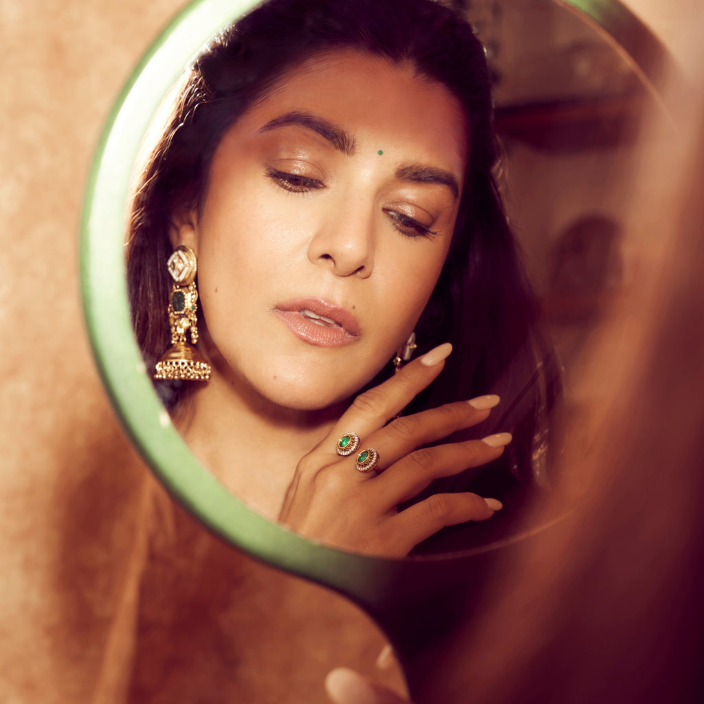 Mughal Green Kundan Ring