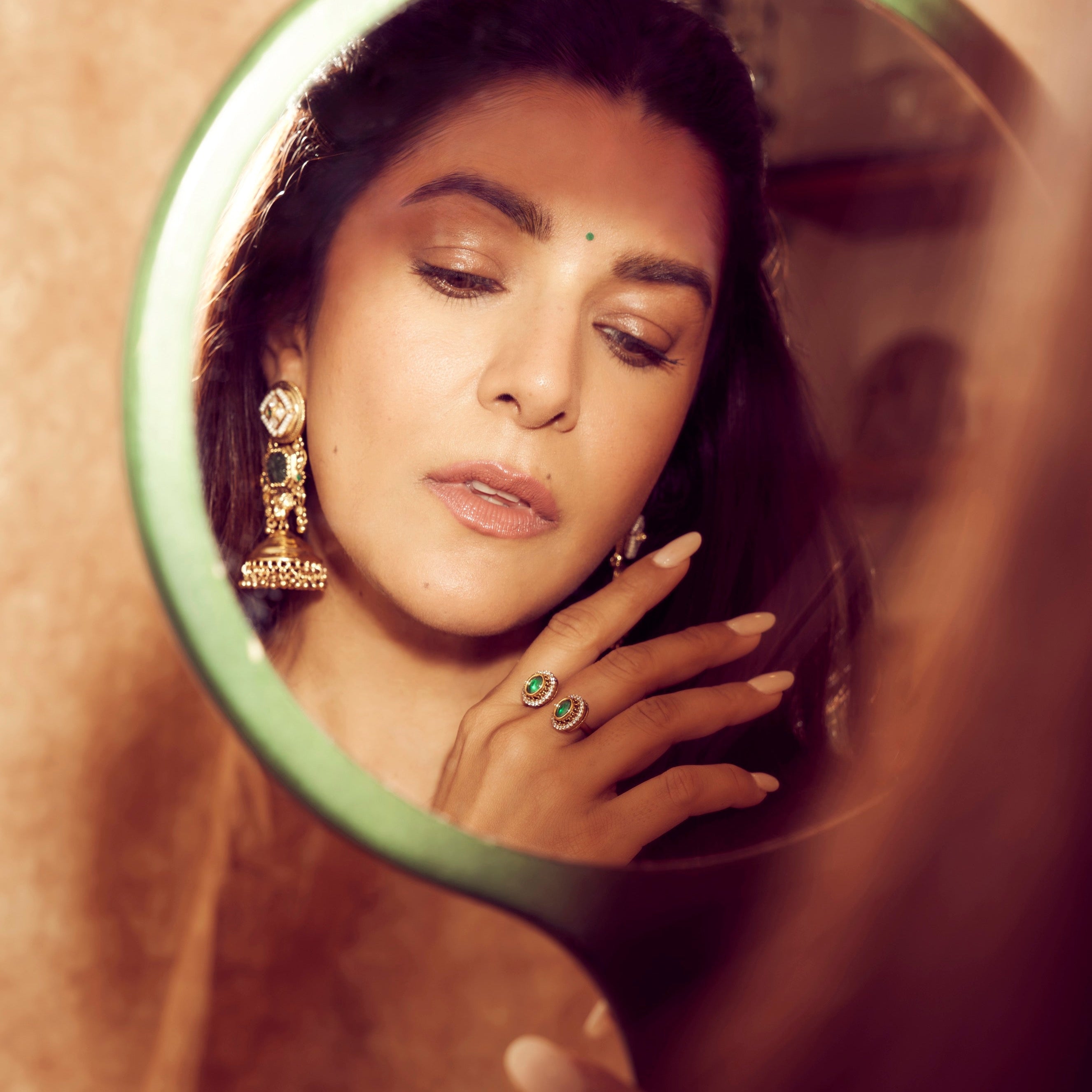 Mughal Green Kundan Ring