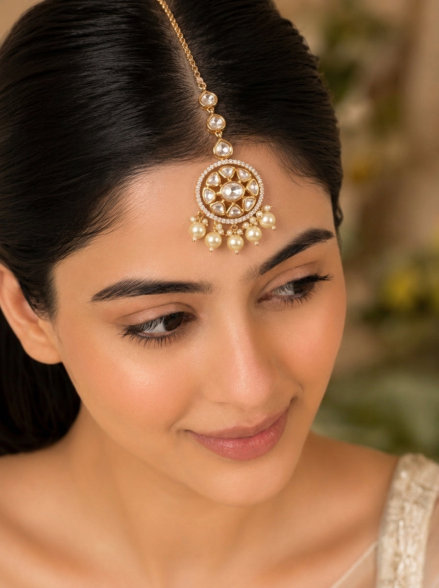 Delicate Charm Polki & Kundan Maang Tikka