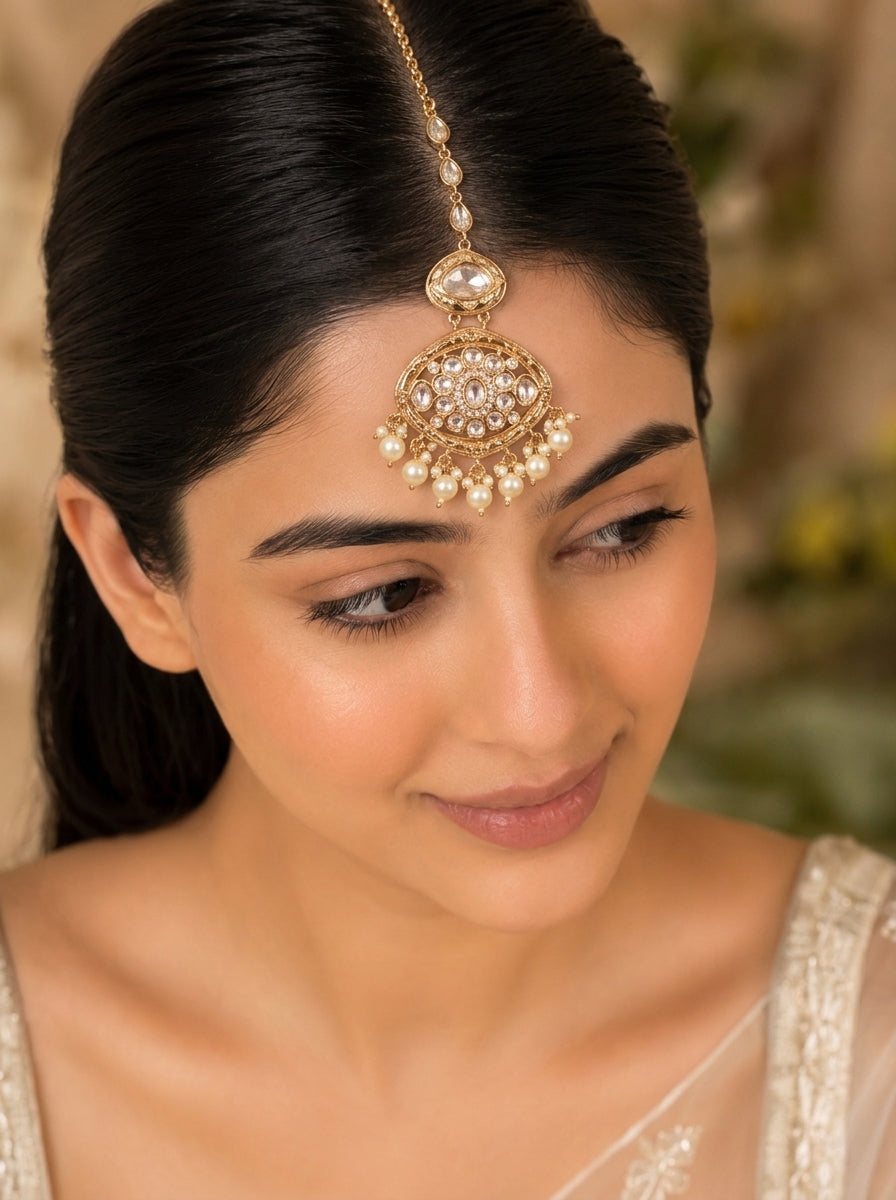 Opulent Charm Polki & Kundan Maang Tikka