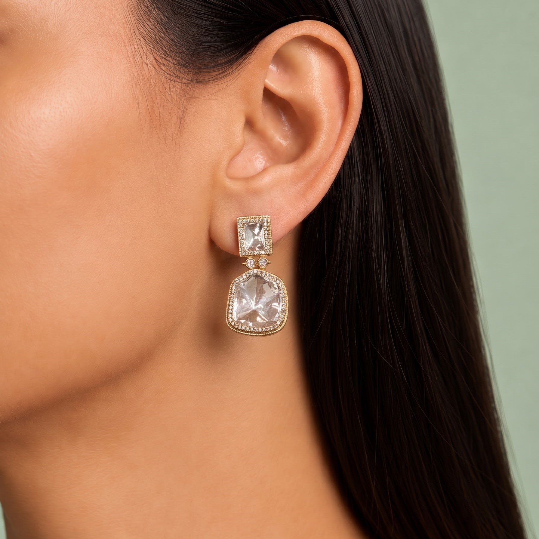 Minimalist Plain Kundan & Polki Studs