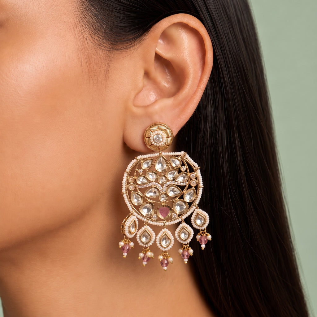 Serene Soft Pink Kundan Danglers
