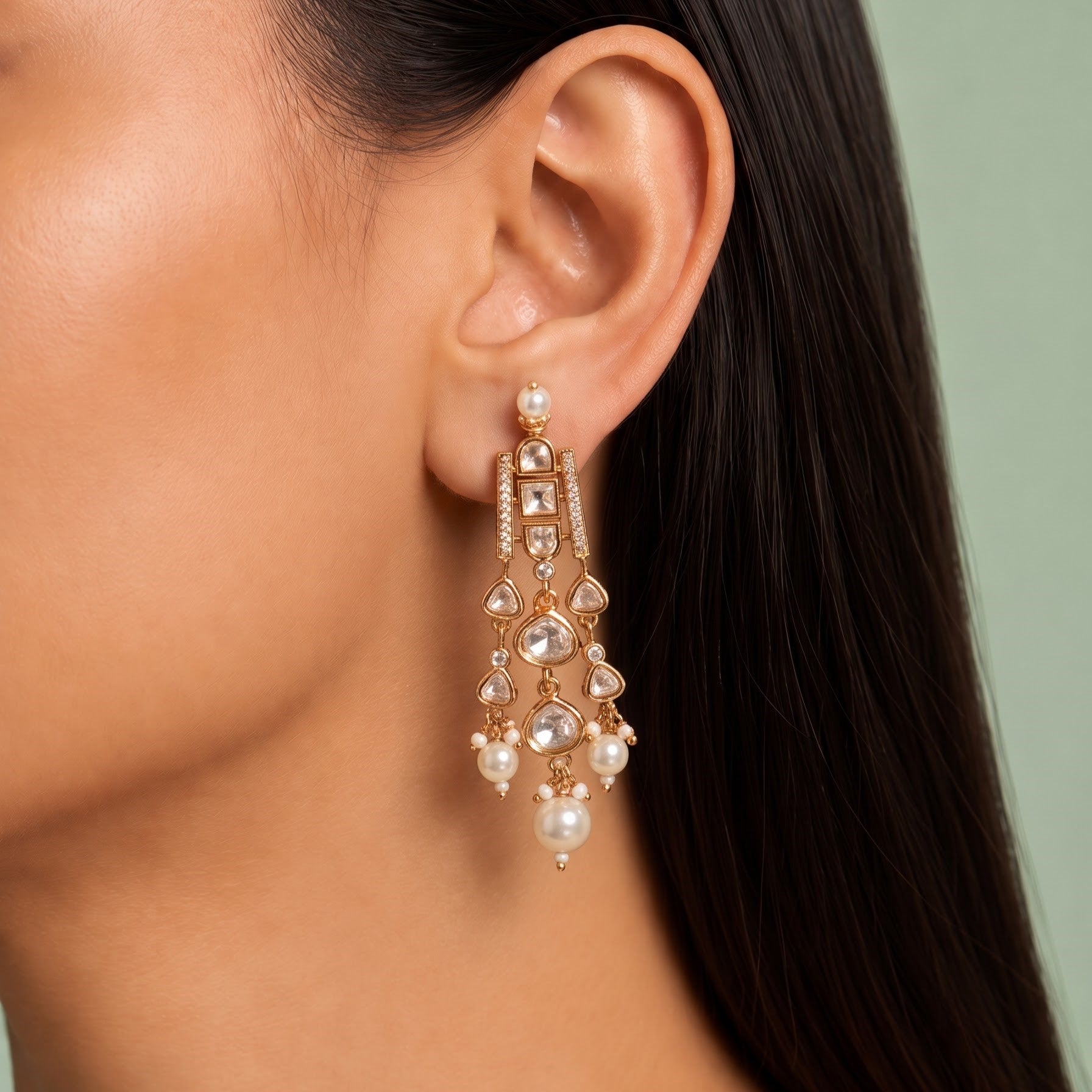 Simple Classic Polki Danglers
