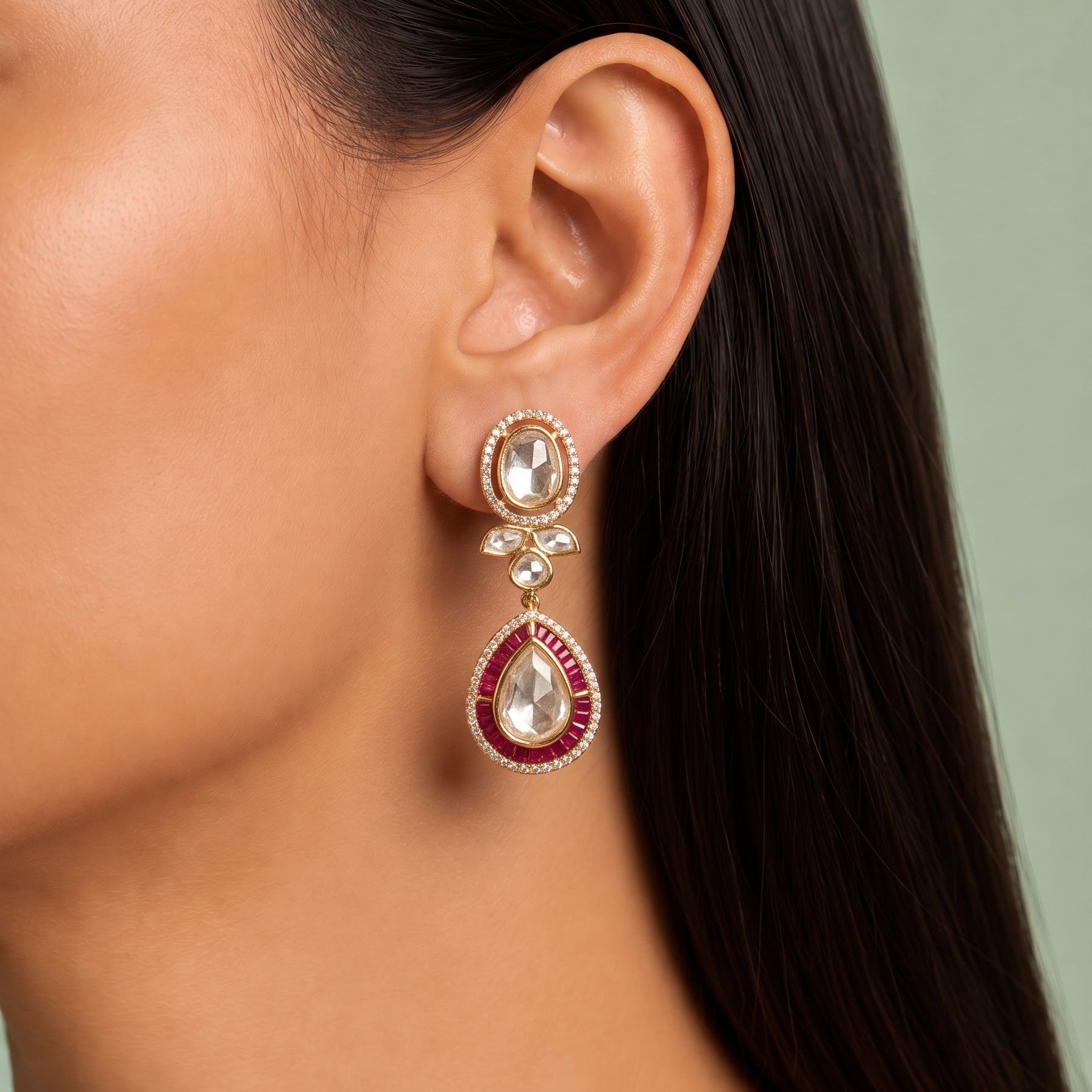 Ruby Radiance Polki Danglers