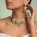Regal Ruby & Pearl Kundan Choker Set
