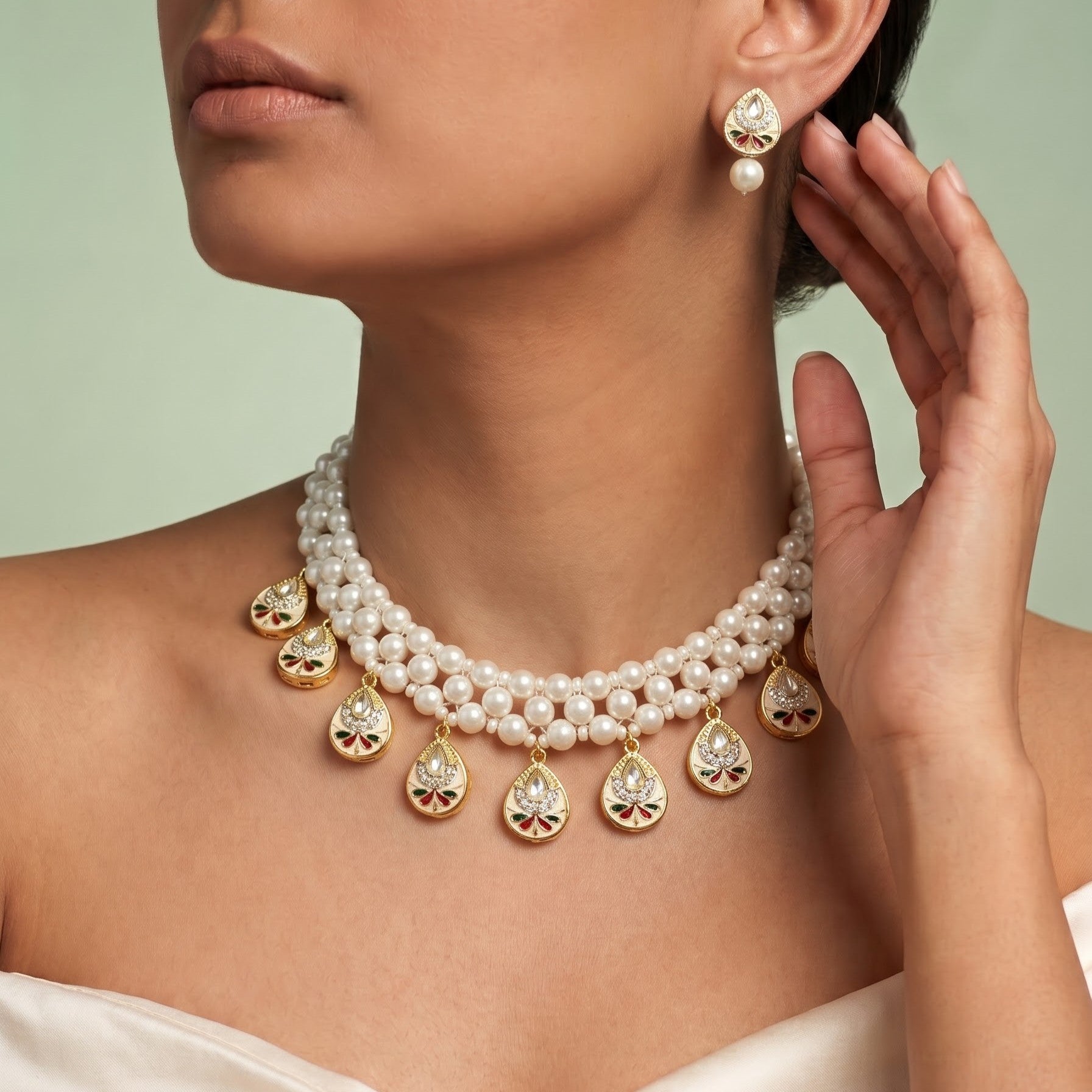 Pearl Dew Drop Choker Set