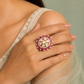 Vintage Pink Kundan Ring