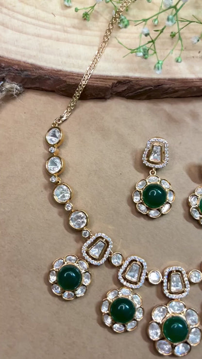 Elegant Emerald Polki & Kundan Choker