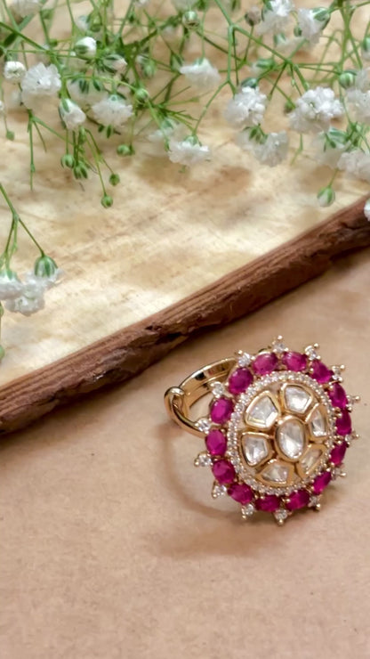 Vintage Pink Kundan Ring