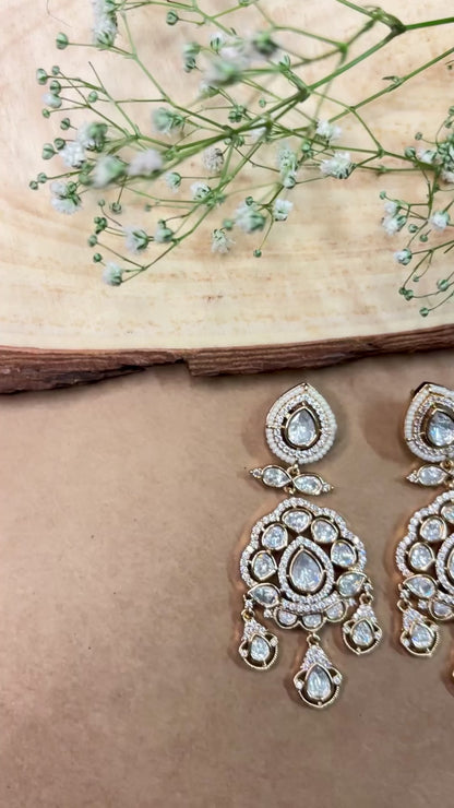 Elegant Droplet Polki & Kundan Earrings