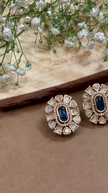 Azure Majesty Kundan Studs