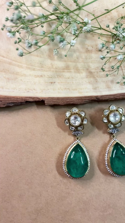 Victorian Emerald & Polki Danglers