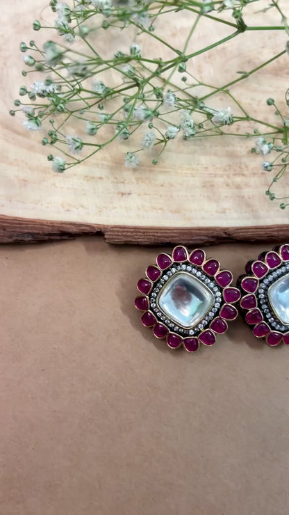 Ethereal Pink Polki Earrings