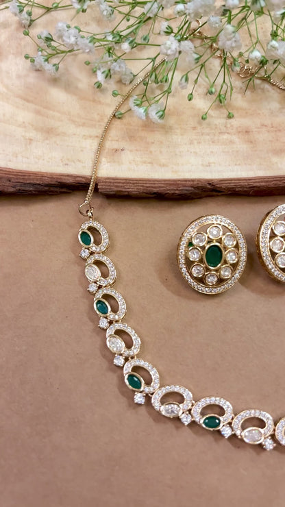 Delicate Emerald Charm Kundan Choker