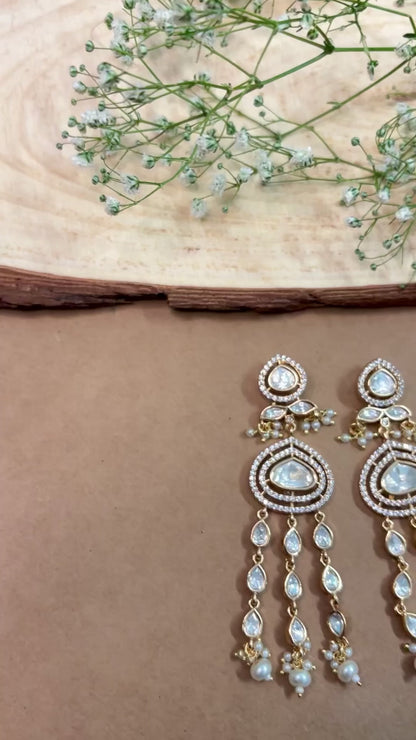 Modern Plain Polki & Kundan Danglers